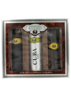Cuba Gold by Fragluxe Gift Set -- 3.4 oz Eau De Toilette Spray + 3.4 oz After Shave Spray + 6.7 oz Body Deodorant Spray (Men) 95ml